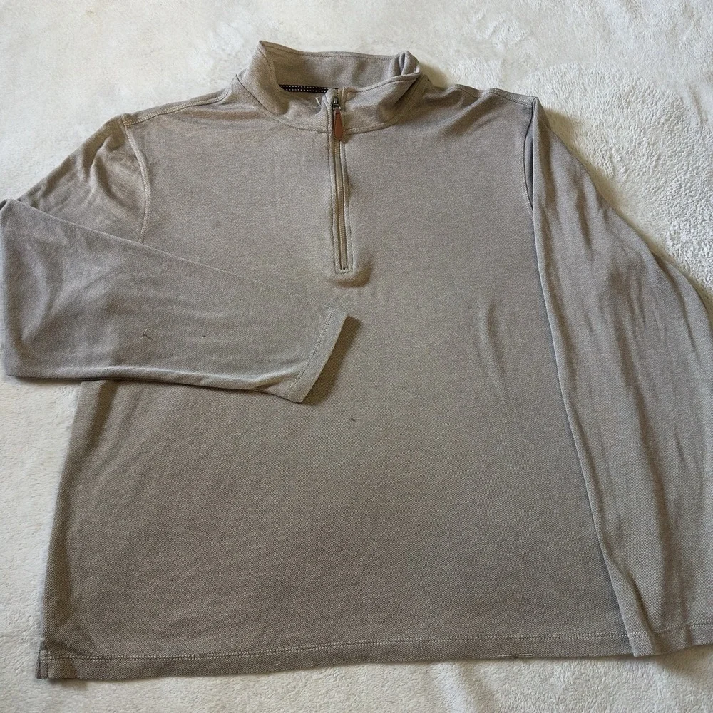Visitor Beige Men's Quarter‎ Zip Dress Up Sweatshirt Size Large
